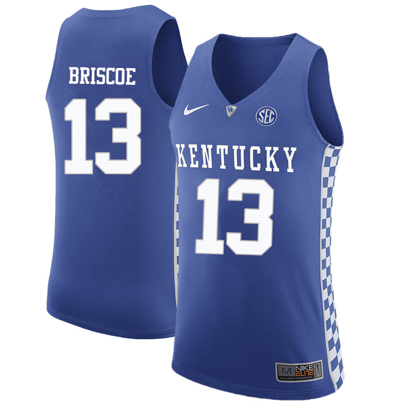 Men Kentucky Wildcats #13 Isaiah Briscoe College Basketball Jerseys-Blue